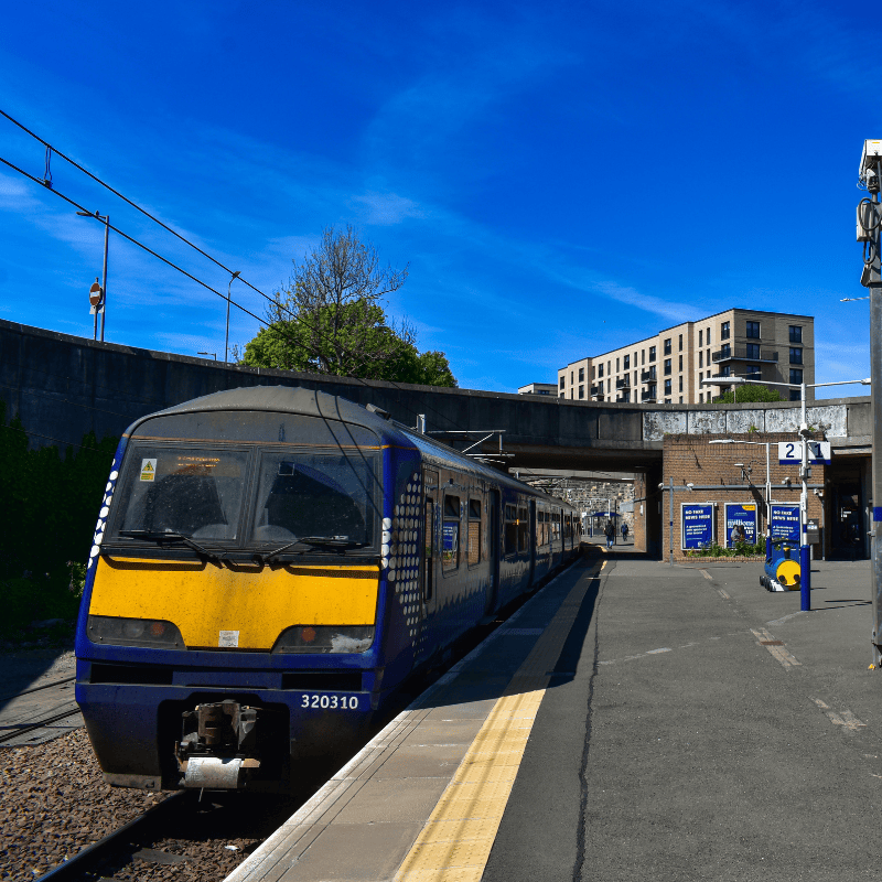 train at the exhibition centre station