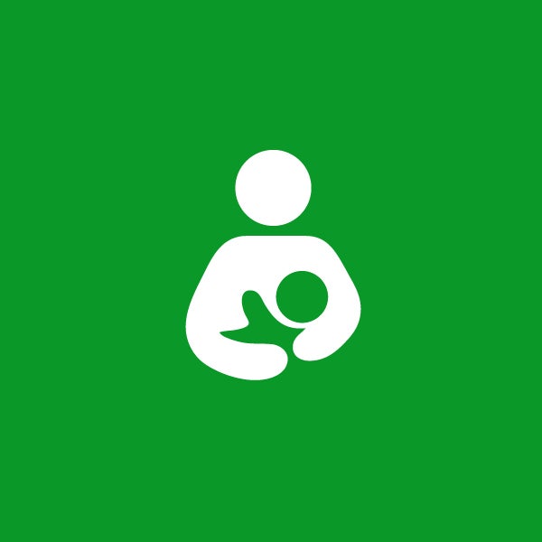 Breastfeeding logo on green background.