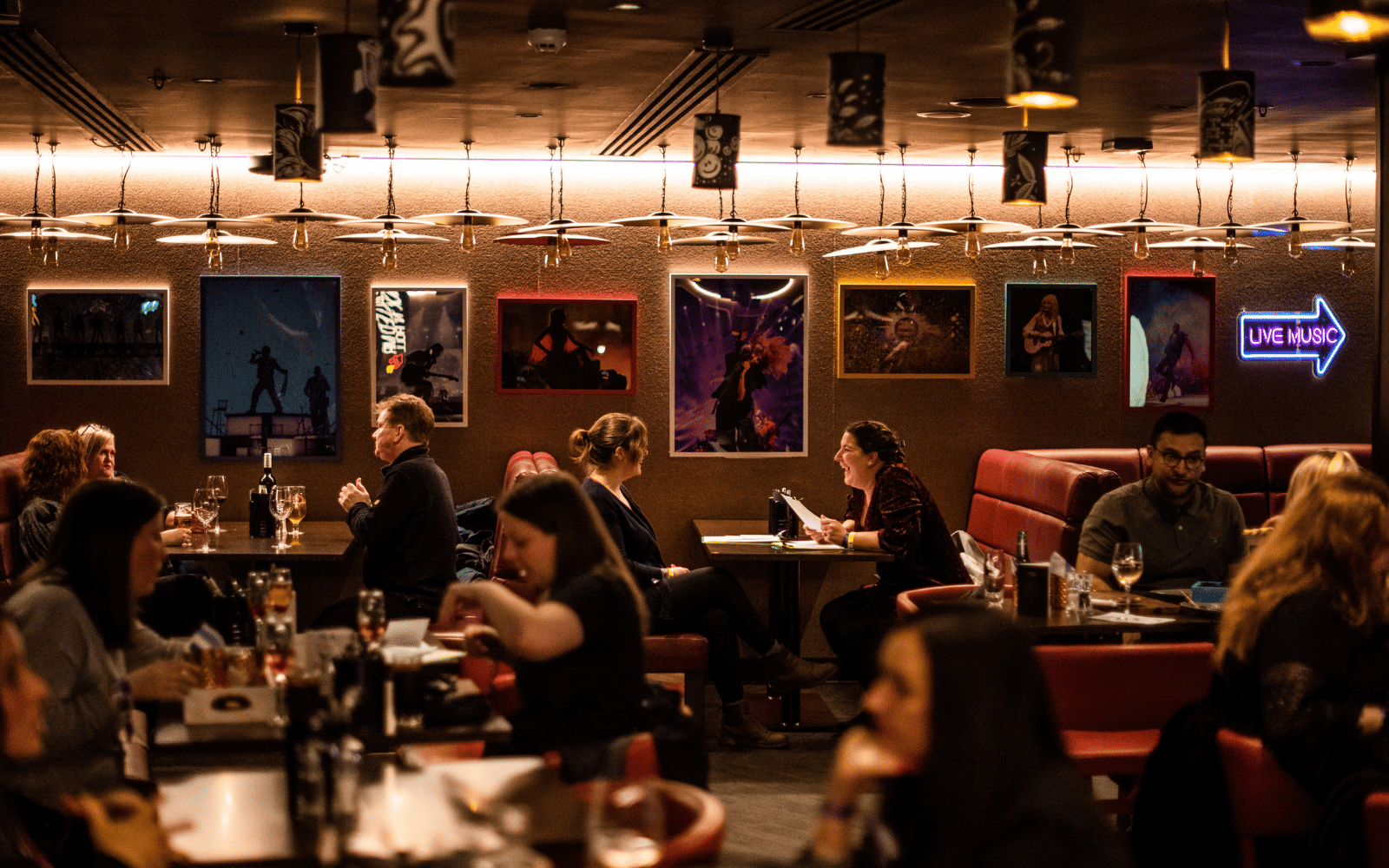 People eating at the Hydeout.